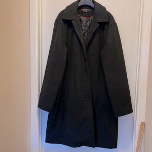 Alpine Swiss black woolen trench/ overcoat